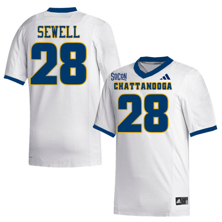 Chattanooga Mocs #28 Jacorian Sewell College Football Jerseys,Uniforms Stitched-White